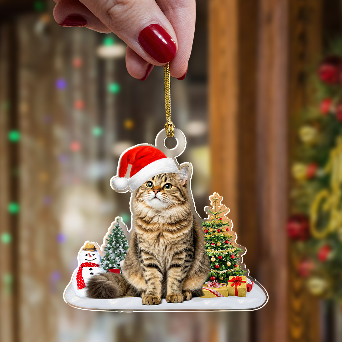 Custom Photo Cat Christmas Acrylic Ornament For Cat Lovers HA75 897282
