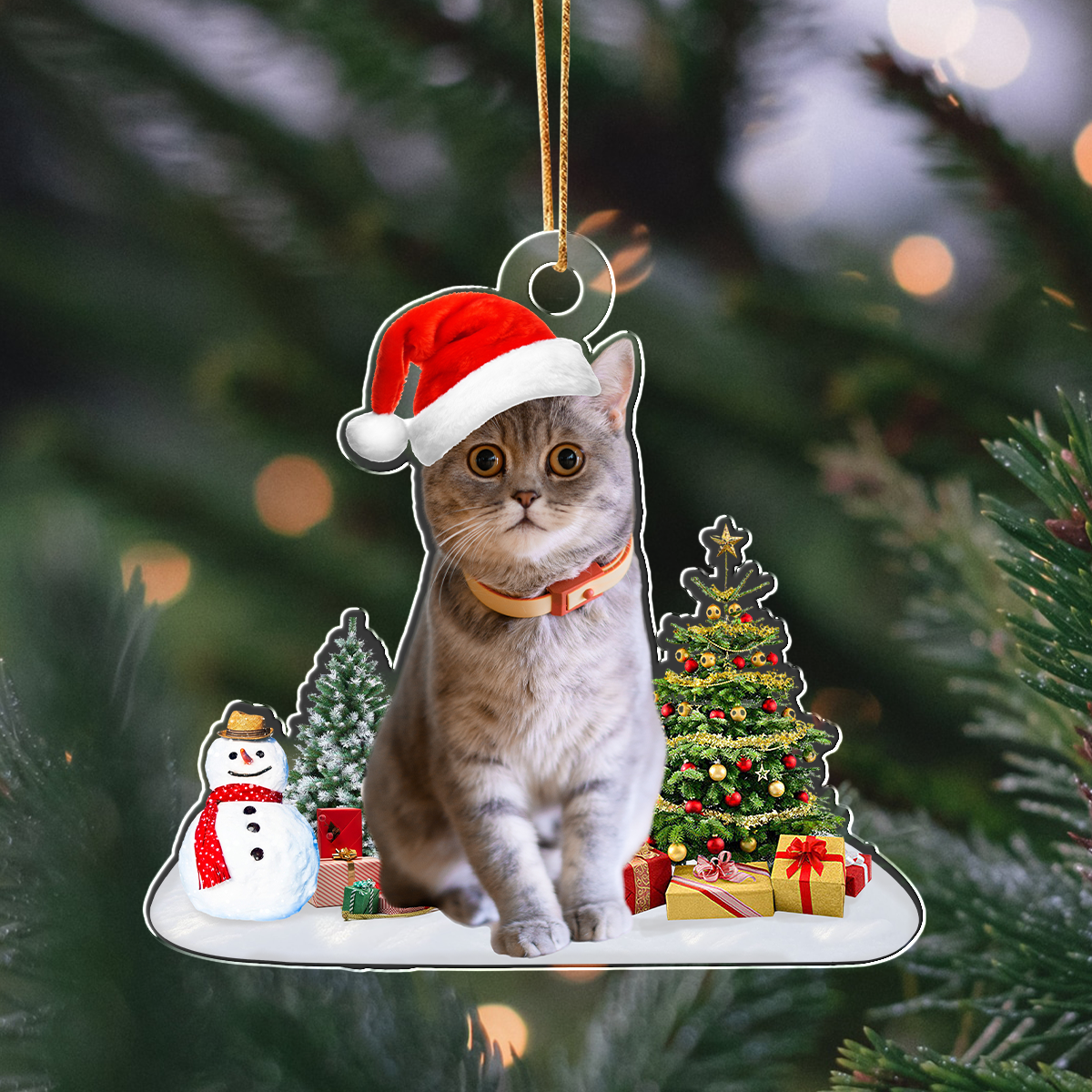 Custom Photo Cat Christmas Acrylic Ornament For Cat Lovers HA75 897282
