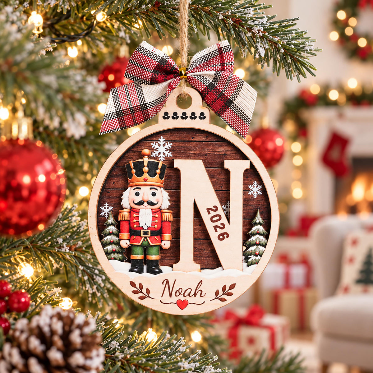 Personalized Initial Christmas 2 Layers Wooden Ornament, 2026 Keepsake Gift LM32 670493