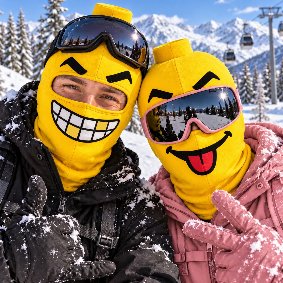 Funny Grinning Face Ski Mask, Yellow Novelty Balaclava Winter Gift LM32 670331
