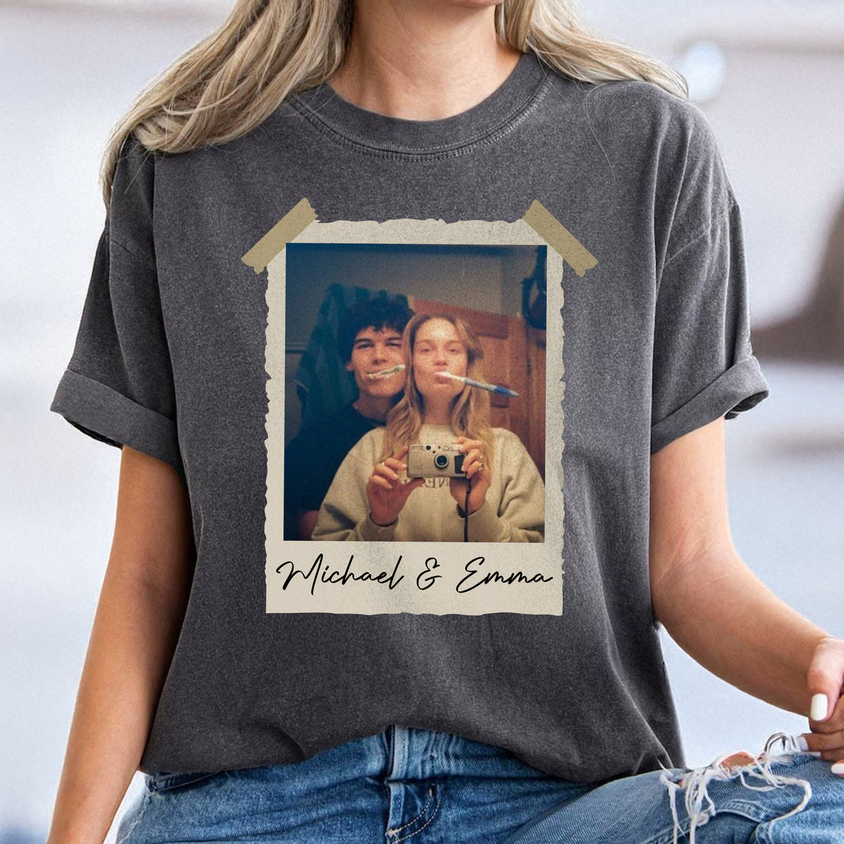 Custom Couple Photo Vintage 90s Comfort Color Shirt CH07 899390