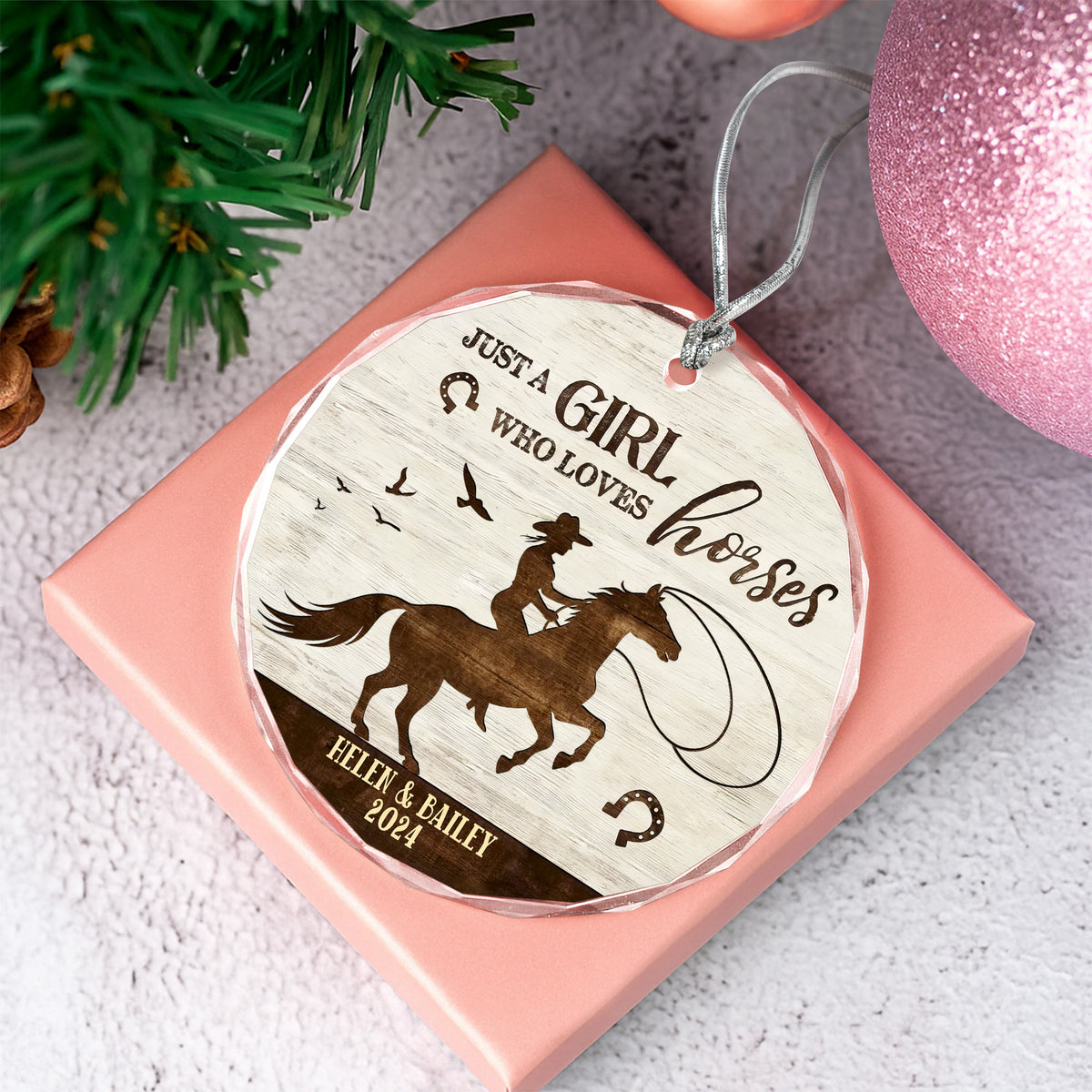 Personalized Just a Girl Who Loves Horses Glass Ornament Horse Lover LM32 895883