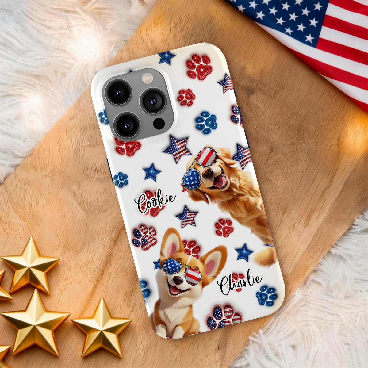 Custom 3D Dog US Flag Personalized Phone Case HA75 920320
