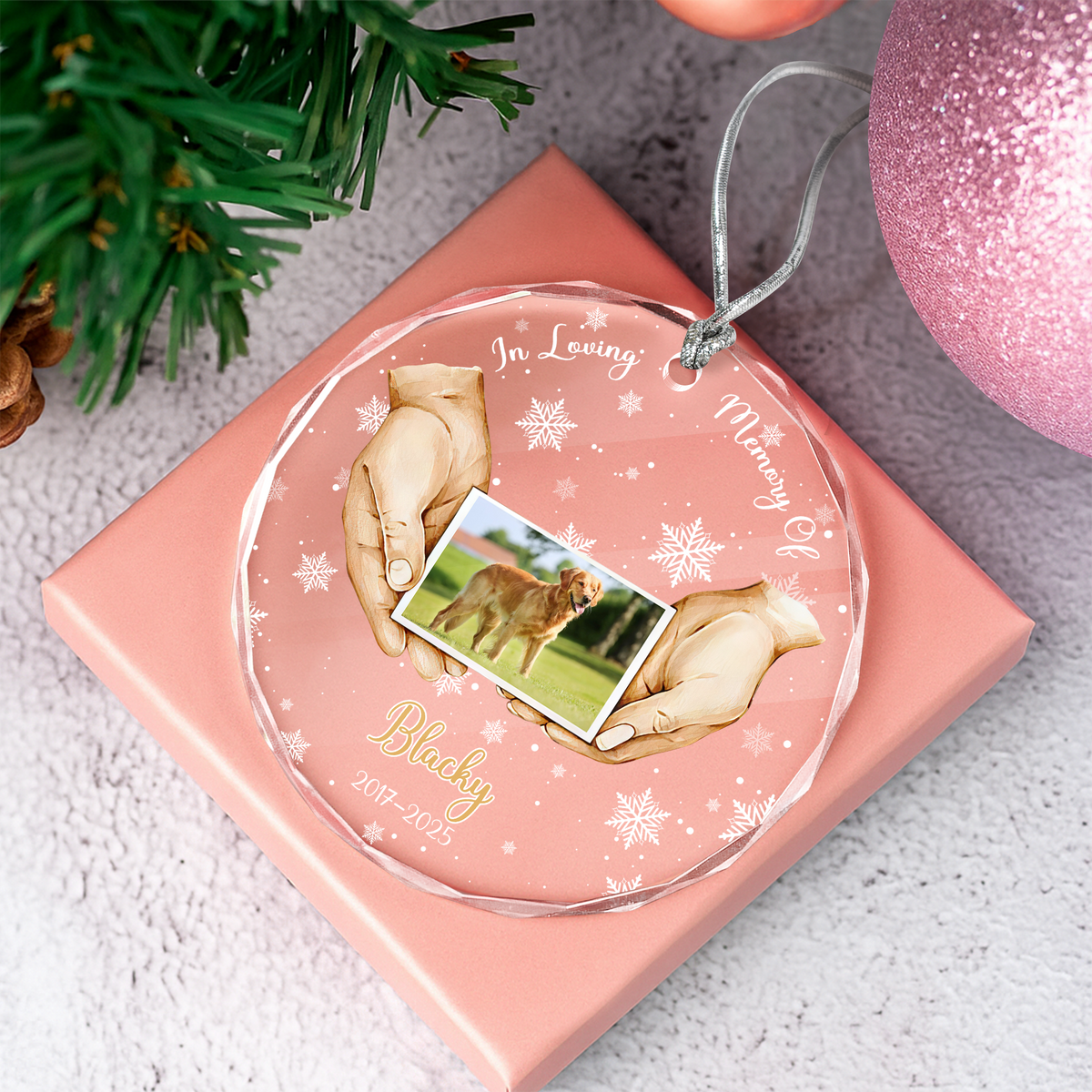 Custom Pet Photo Memorial Glass Ornament TH10 894999