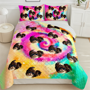 Custom Photo Dog Cat Color Quilt Bedding Set For Dog Cat Pet Lovers HA75 898242