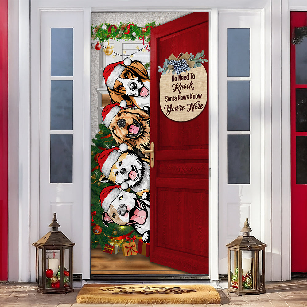 Personalized Santa Dog No Need To Knock Christmas Decoration Door Cover LM32 895659