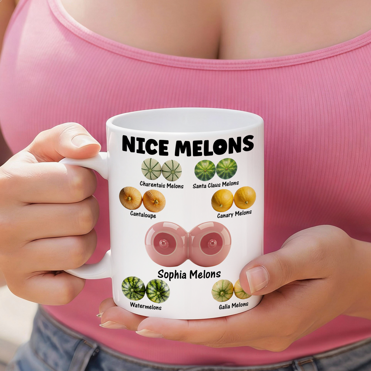 Custom Name Nice Melon White Mug Valentine's Day Funny Gift for Wife Girlfriend from Husband Naughty Gift for Her CH07 910106