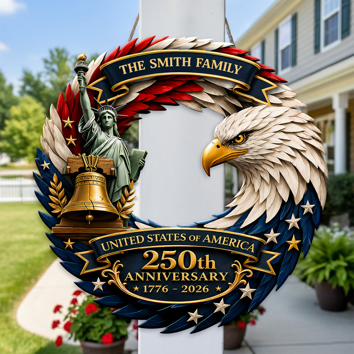 Personalized America 250th Anniversary, 1776-2026 Patriotic Door Sign TH10 170151
