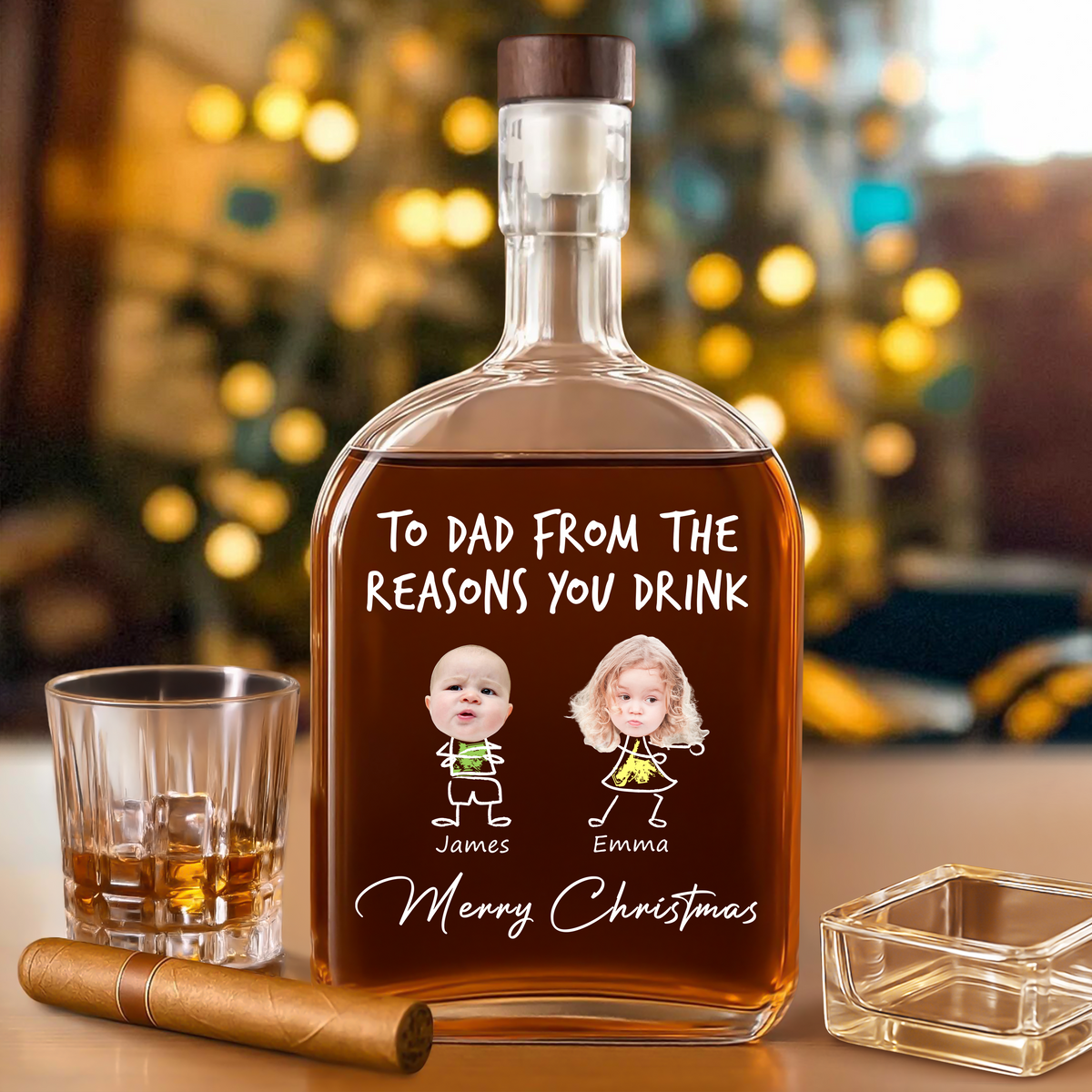 Custom Photo From The Reasons You Drink Christmas Whiskey Bottle LM32 893857