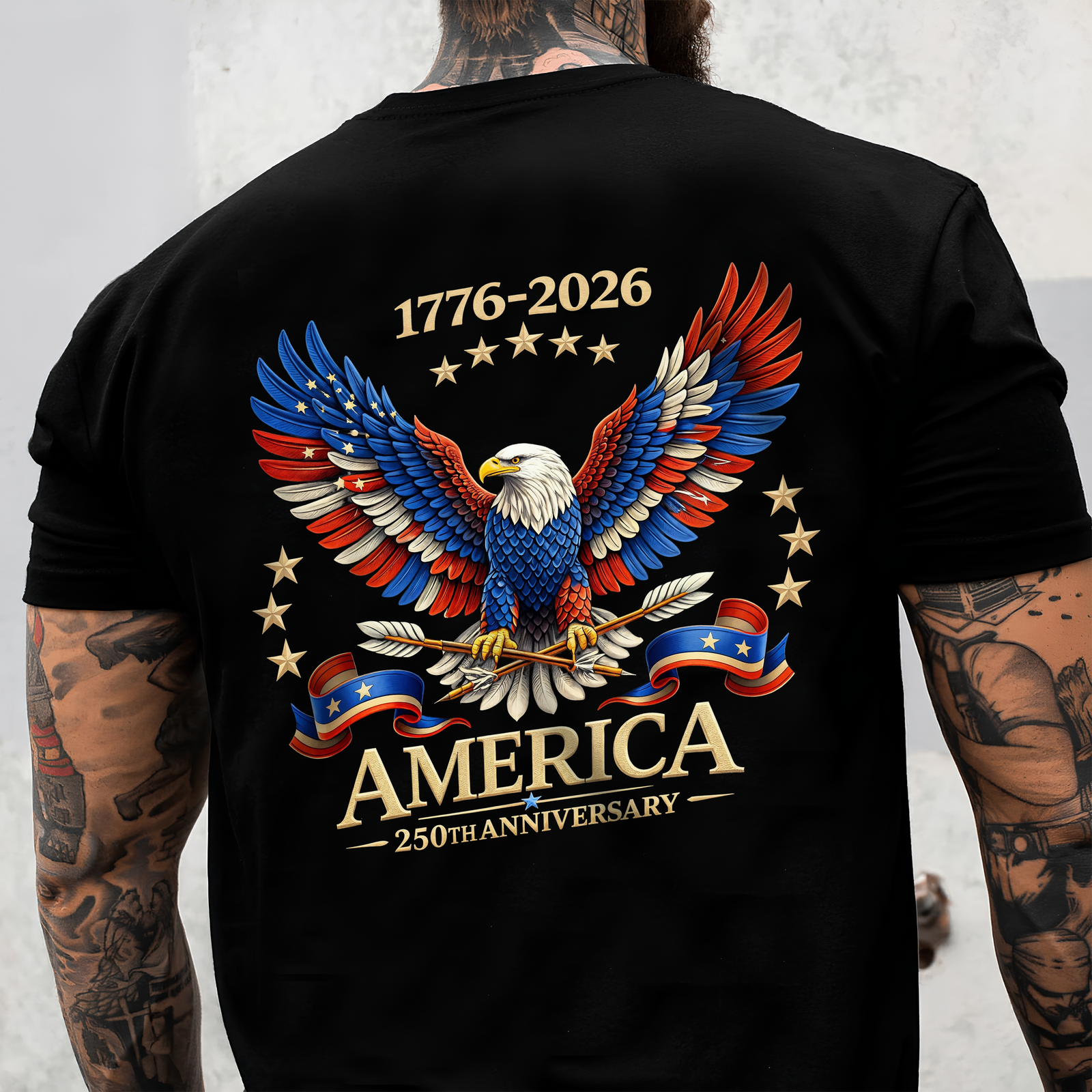 250th Anniversary America Patriotic T-Shirt, Bald Eagle American Flag Back Shirt CH07 910958