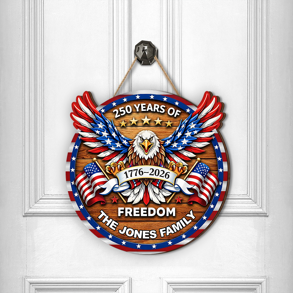 Personalized Family Name 250 Years of Freedom Eagle Door Sign HA75 920920