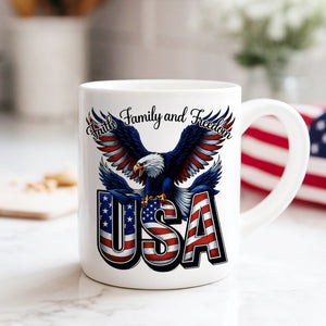 Faith, Family & Freedom America 250 Years Patriotic White Mug LM32 897359