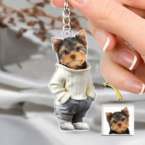 Custom Photo Cute Dog Cat Acrylic Keychain Gift For Dog Cat Pet Lover HA75 891850