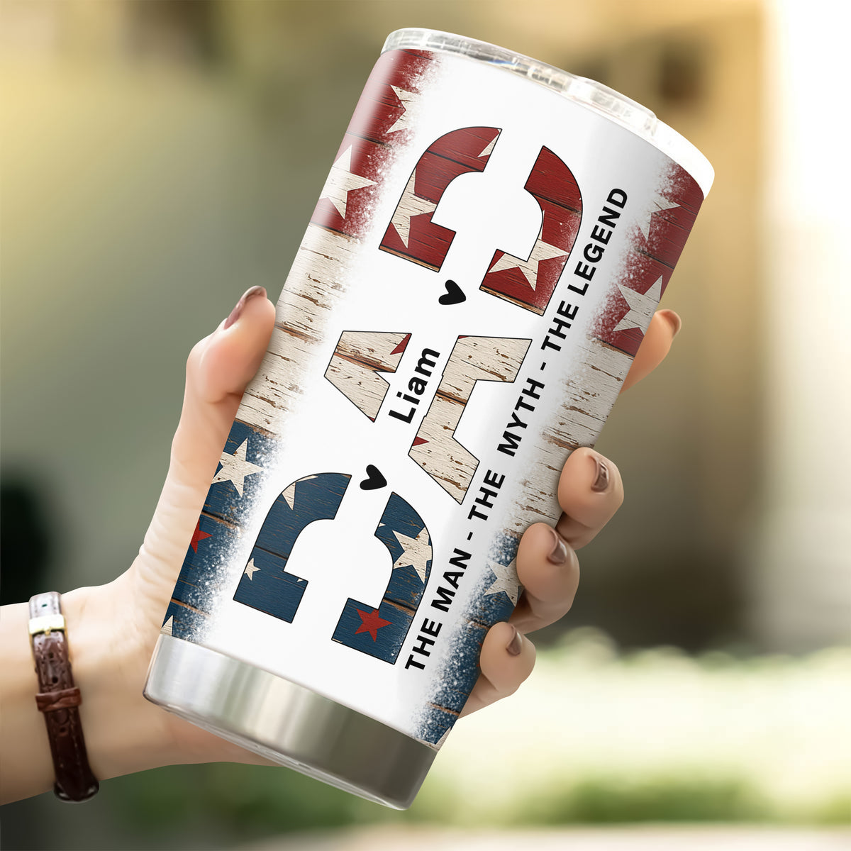 Dad The Man The Myth The Legend - Personalized Fat Tumbler For America Dad Grandpa CH07 895912