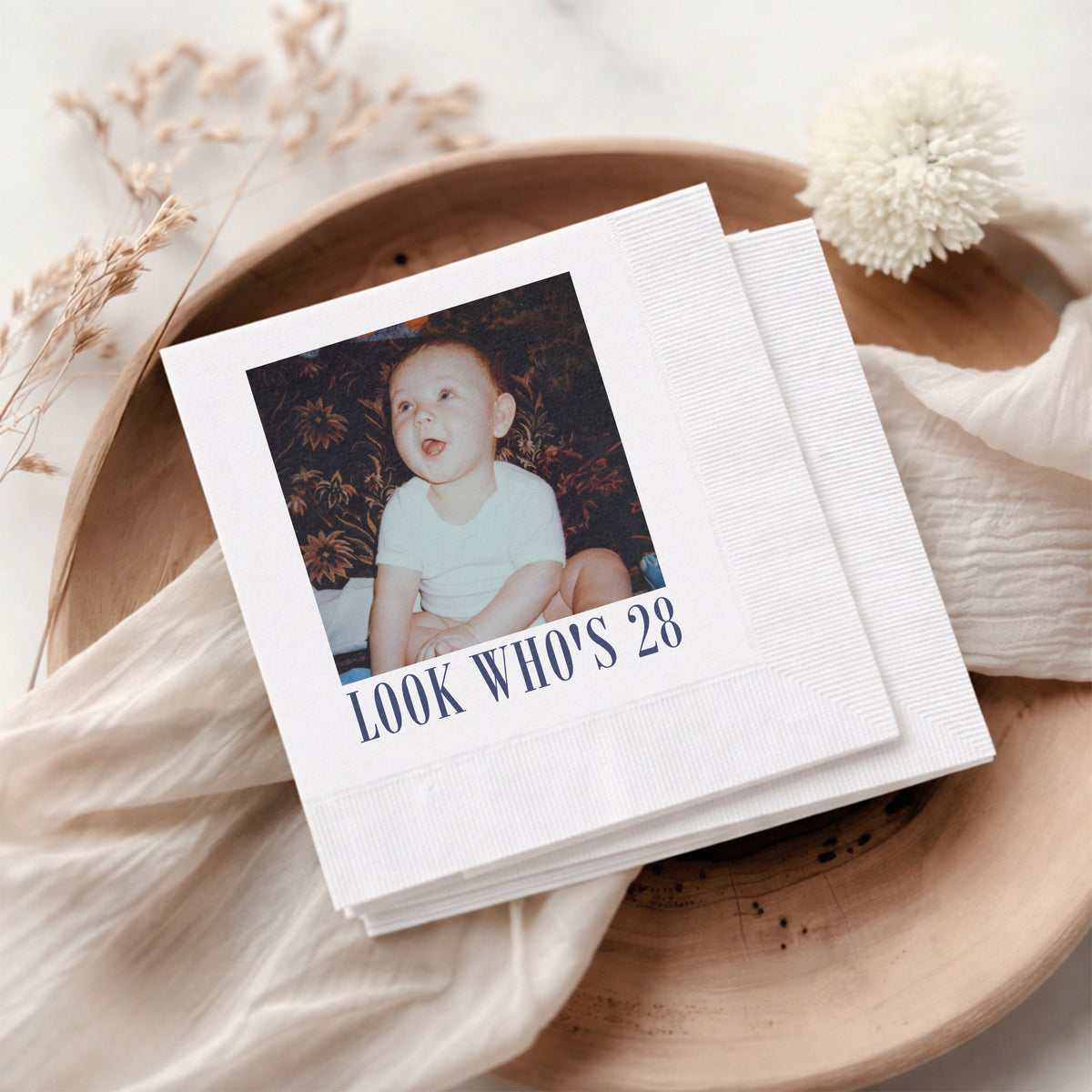 Custom Photo Look Who’s Birthday Napkins - Personalized Party Decor CH07 911290