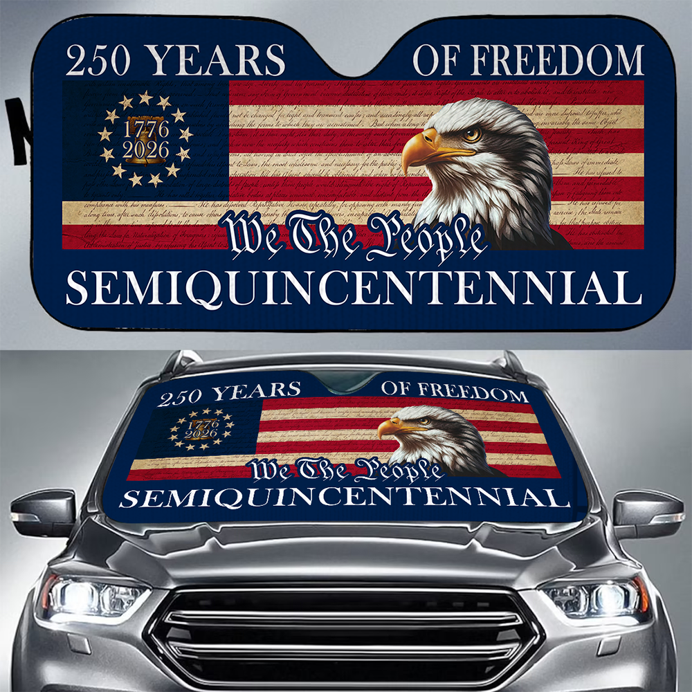 250 Years of Freedom USA Flag Semiquincentennial Eagle Car Sunshade CH07 910242