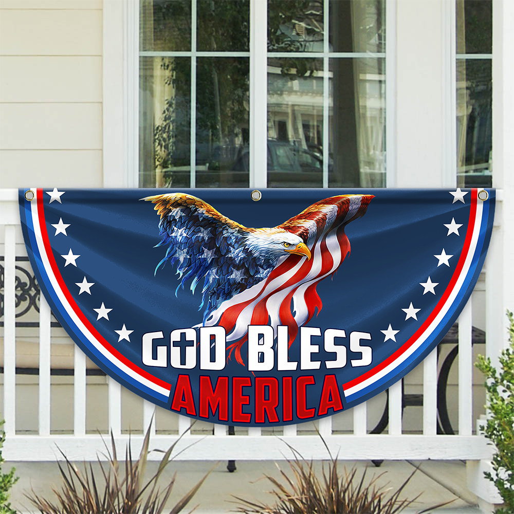 Personalized God Bless America 1776 - 2026 Eagle Non-Pleated Fan Flag LM32 899029
