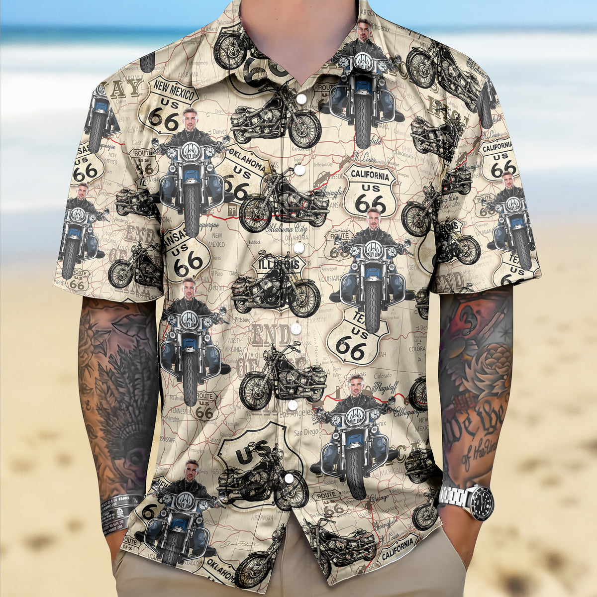 Custom Photo Motorcycle Familly Hawaii Shirt Gift for Dad, Boyfriend, Husband HO82 893752