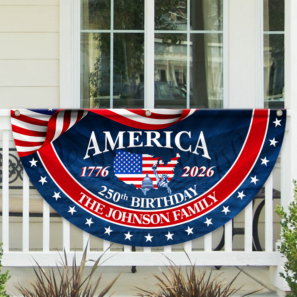 Custom Family Name America 250 Birthday 1776-2026 Non-Pleated Fan Flag TH10 898745