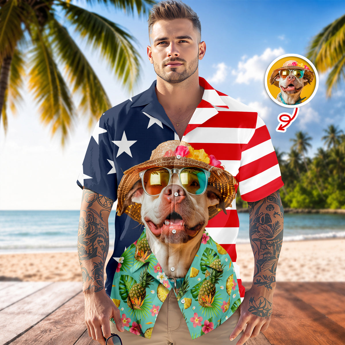 Custom Funny Dog Cat Photo Tropical Summer Hawaii Shirt LM32 669509