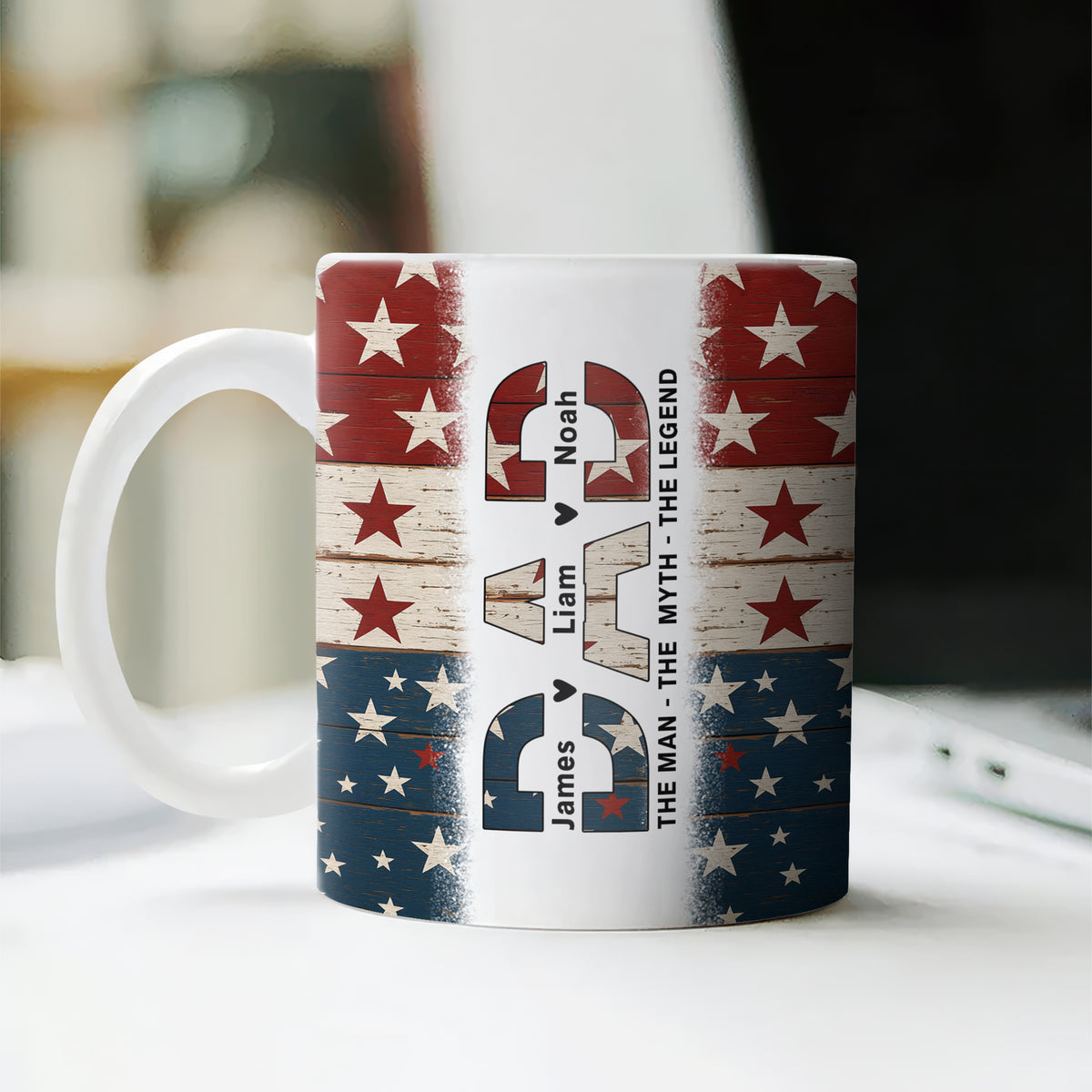 Dad The Man The Myth The Legend - Personalized Mug For America Dad Grandpa CH07 895990