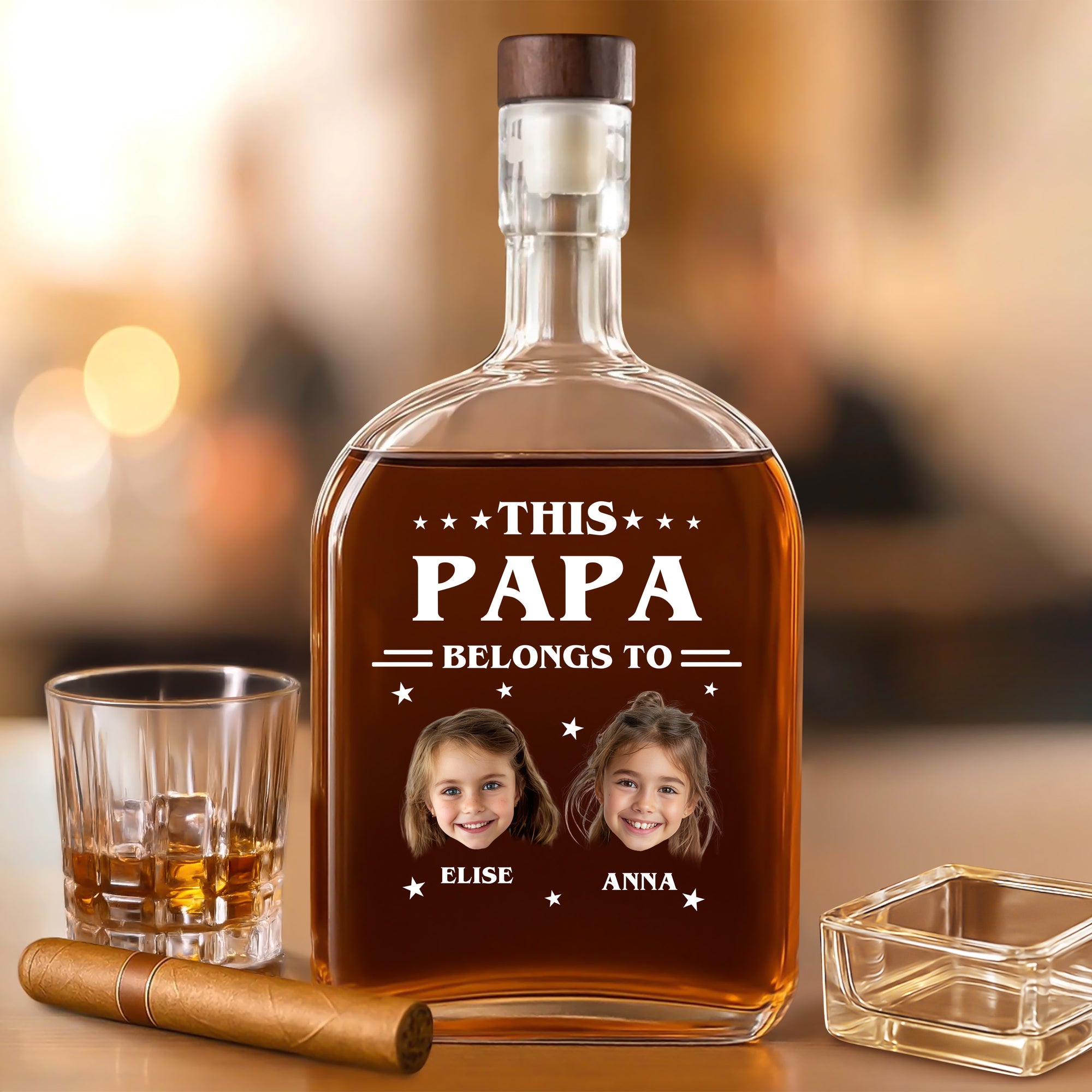 This Papa Is Powered By Love - Family Personalized Custom Whiskey Bottle - Father's Day, Gift For Dad, Grandpa HO82 894076