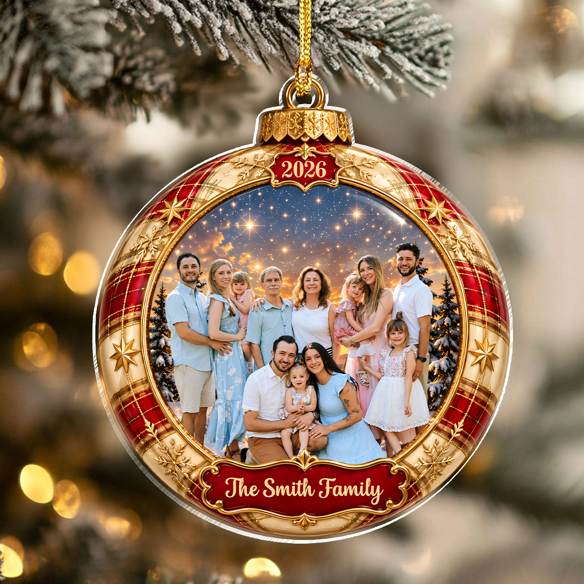 Custom Family Photo Acrylic Ornament Christmas Tree Decor HA75 919526
