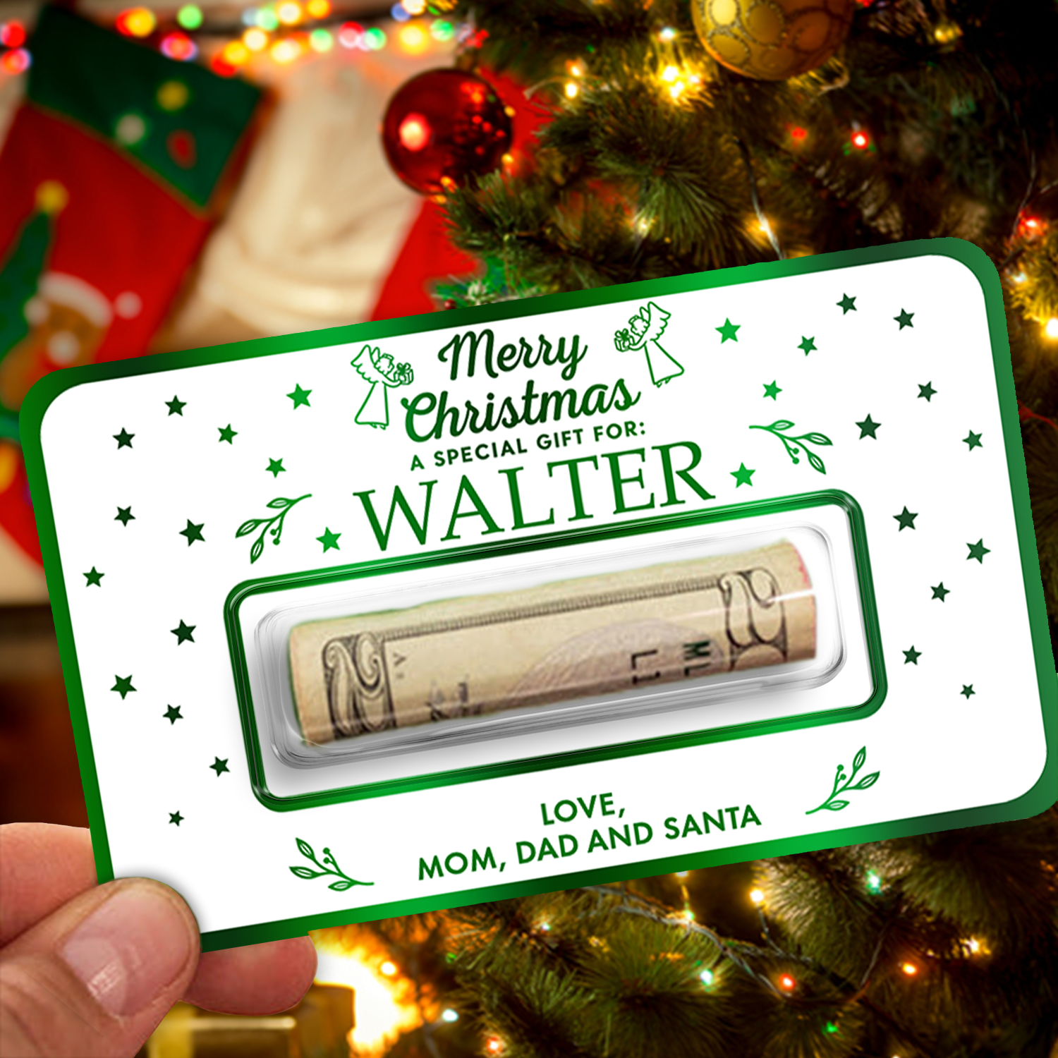 Personalized Merry Christmas Money Holder Card, Festive Cash Gift for Family & Friends LM32 669997