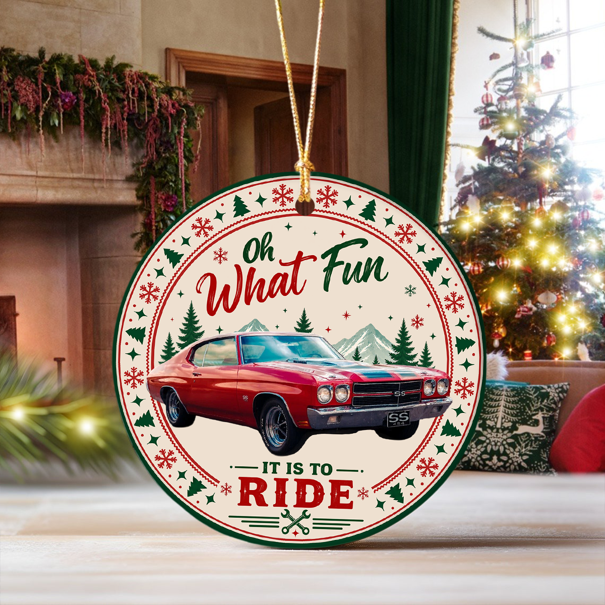 Custom Car Photo Oh What Fun It's To Ride Acrylic Ornament, Christmas Gift for Car Lovers CH07 180572