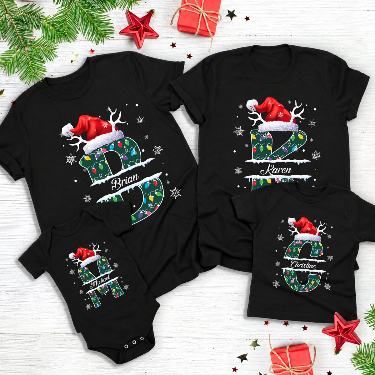 Custom Name Initial Letter Christmas Monogrammed Family Shirt HO82 904068