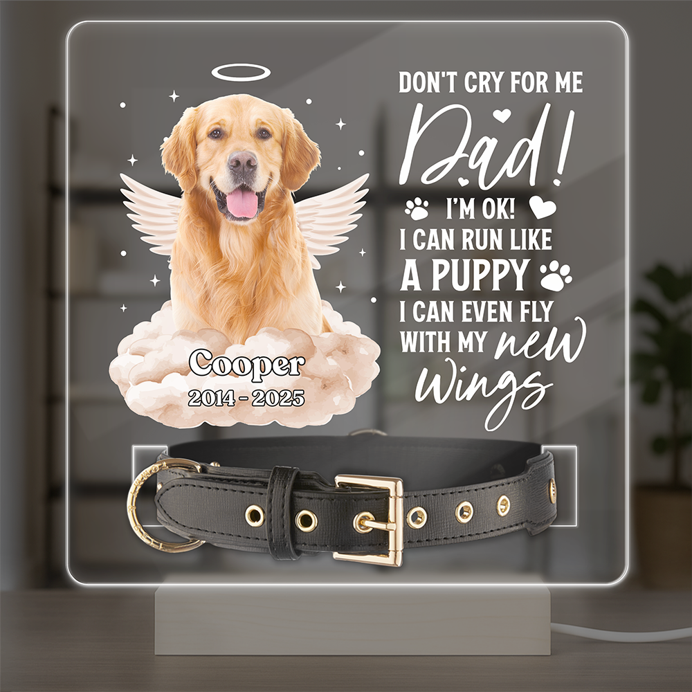 Custom Photo I Can Run Like A Puppy, I Can Even Fly With My New Wings - Memorial Personalized Acrylic Collar Frame CH07 896090
