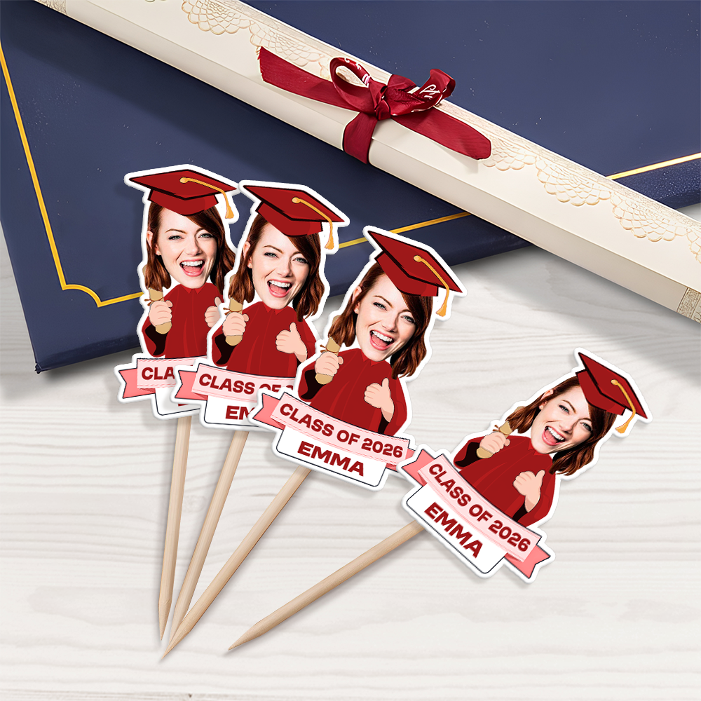 Custom Funny Face Class Of 2026 Graduation Decoration Cupcake Toppers HA75 920070