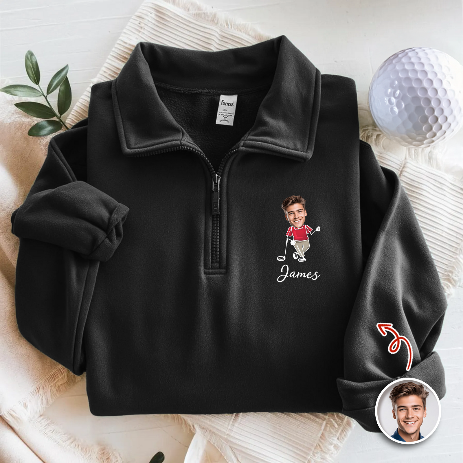 Custom Photo Printed Quarter Zip Sweater Gift for Golf Lovers TH10 898223