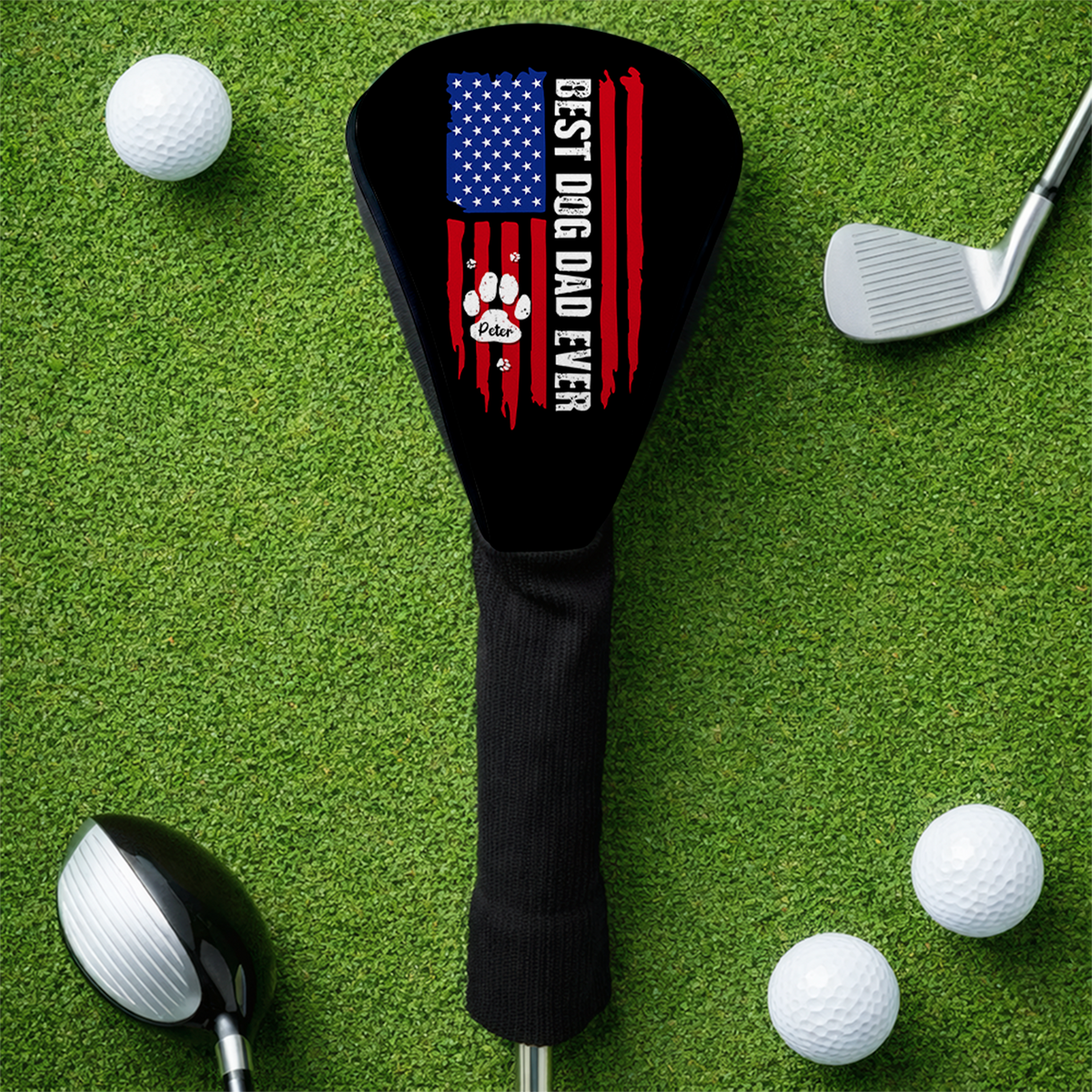 Best Dog Dad Ever Paw American Flag Golf Club Head Cover For Dog Dad CH07 911276