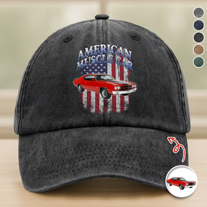 Custom Car Photo USA Flag Washed Denim Baseball Cap CH07 896514