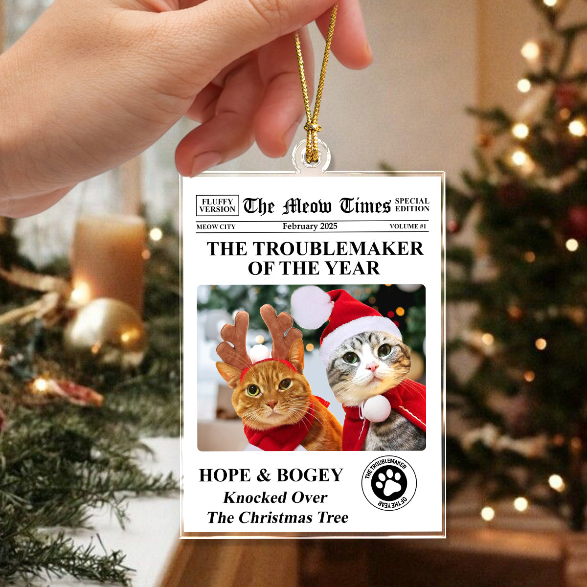 Custom Photo The Pet Times Christmas Acrylic Ornament TH10 894397