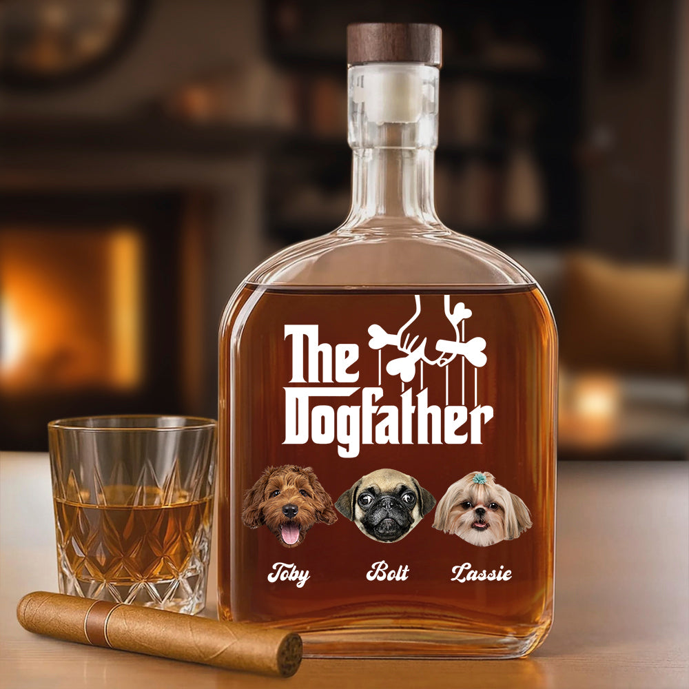 Custom Dog Photo The DogFather Whiskey Bottle For Dog Dad CH07 895970