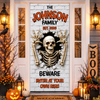 Custom Family Name Skeleton Beware Door Cover Halloween Door Decor LM32 670005