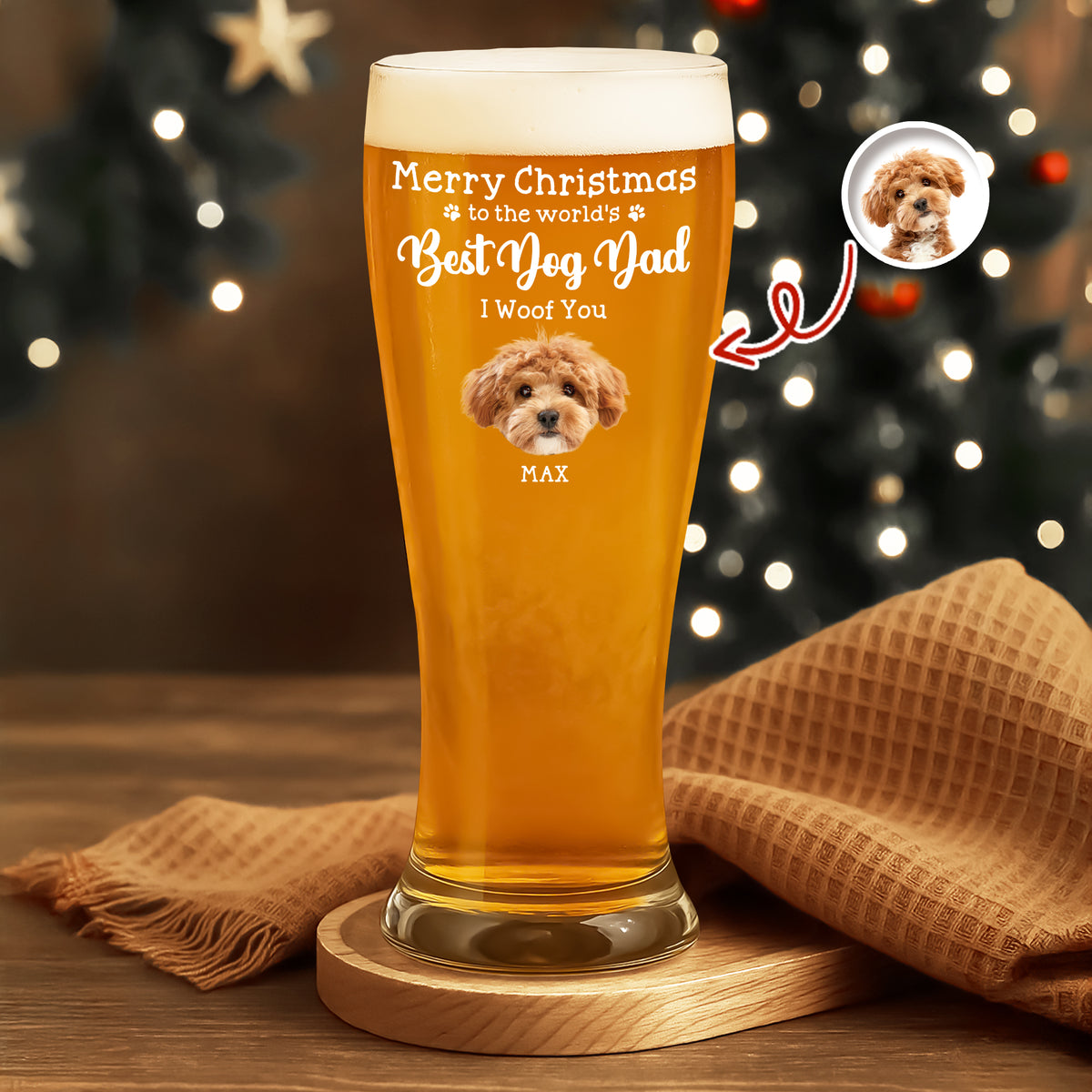 Custom Photo To The World's Best Dog Dad Personalized Pilsner Glass HA75 892754