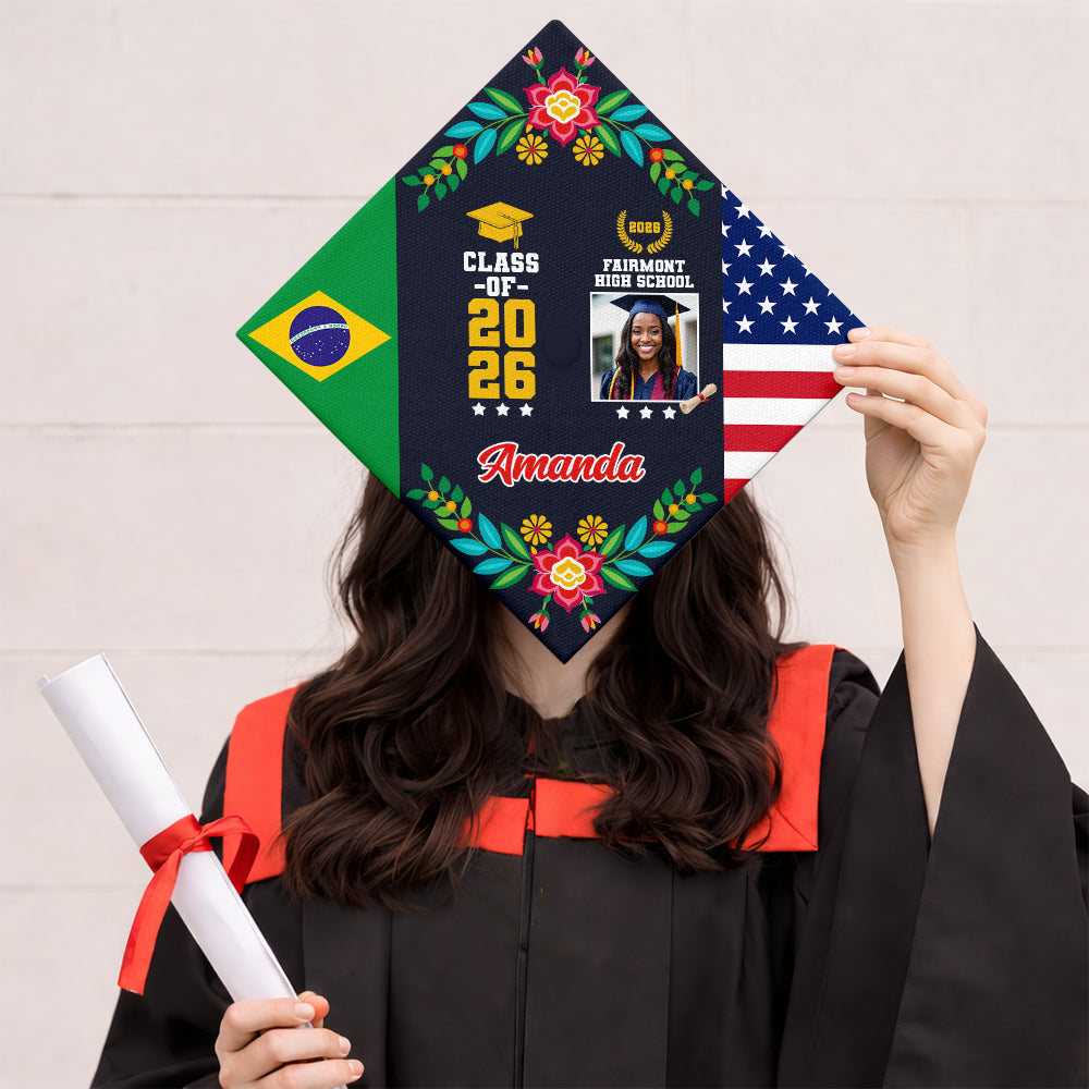 Personalized Country Flag Graduation Cap Topper Class of 2026 Gift CH07 910900