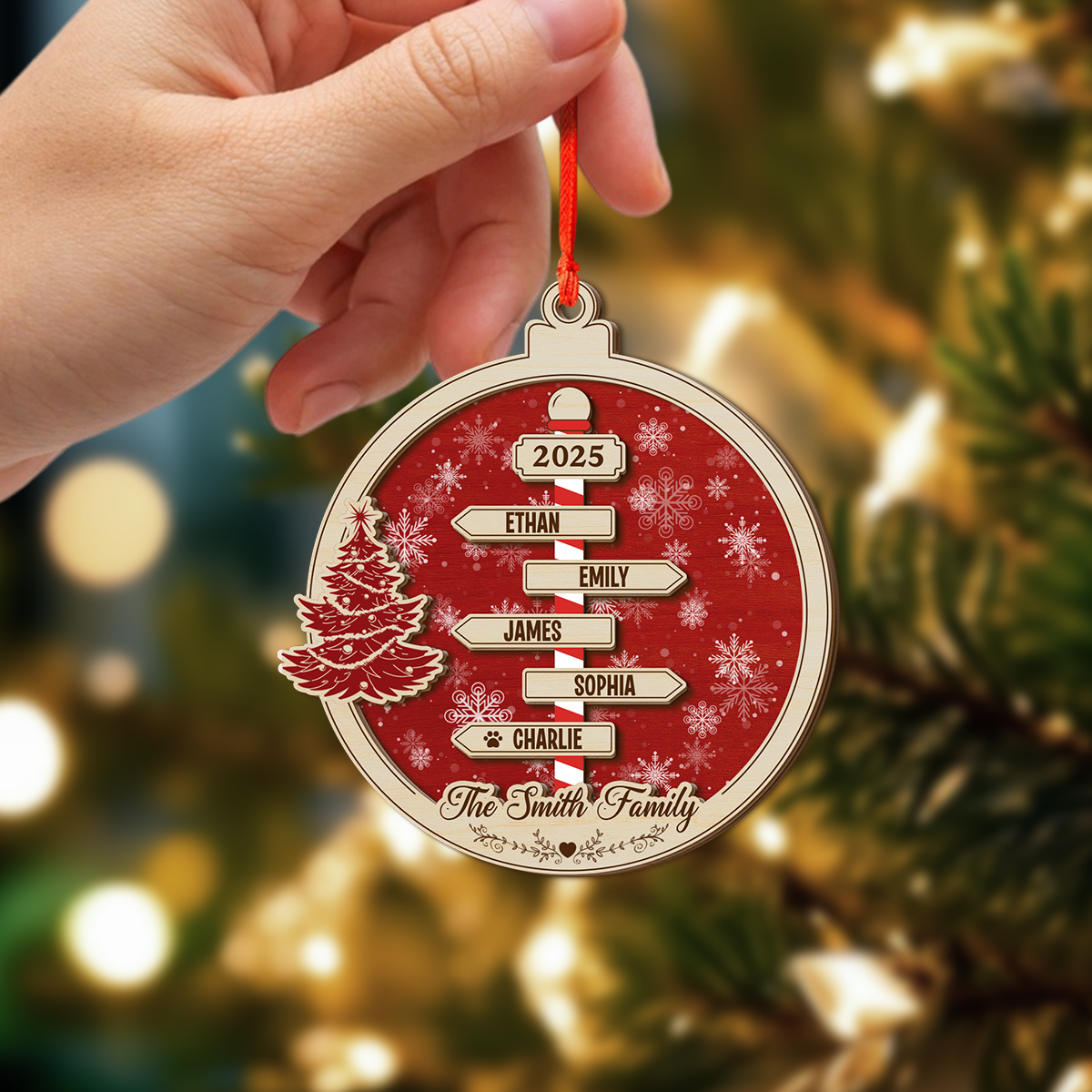 Custom Family Name Christmas - Personalized 2 Layered Wood Ornament CH07 899066