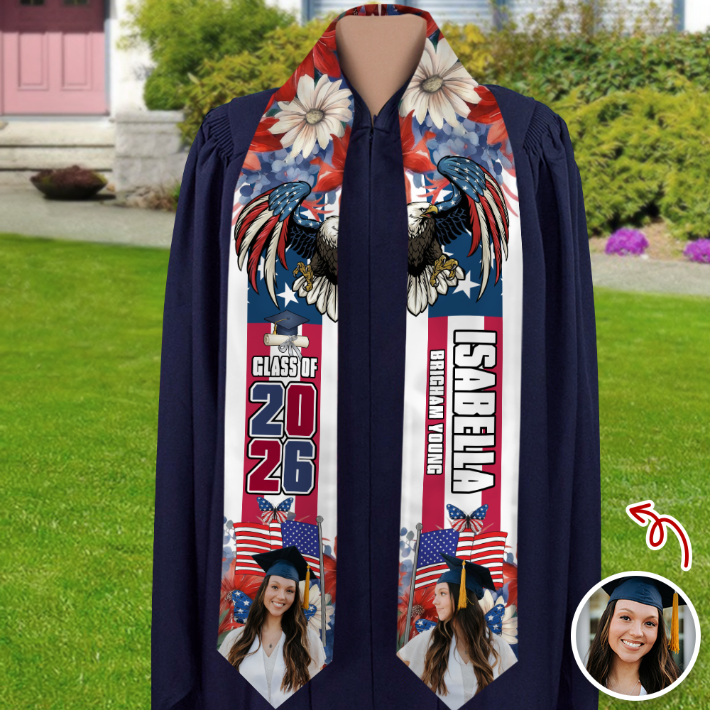 Custom Photo America 250 Years Of Freedom Class Of 2026 Graduation Stole LM32 897693