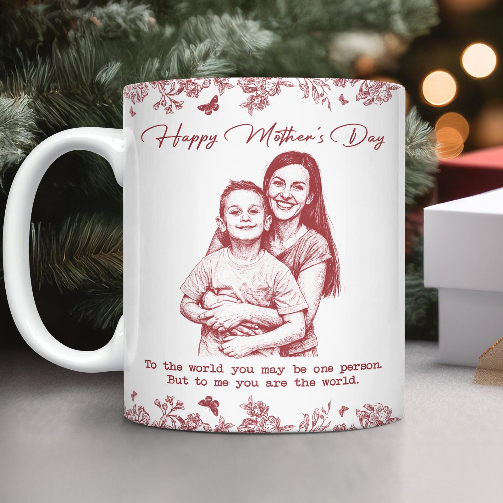 Custom Photo Pencil Sketch Happy Mother's Day To Mom Personalized Print Full Mug HA75 920782