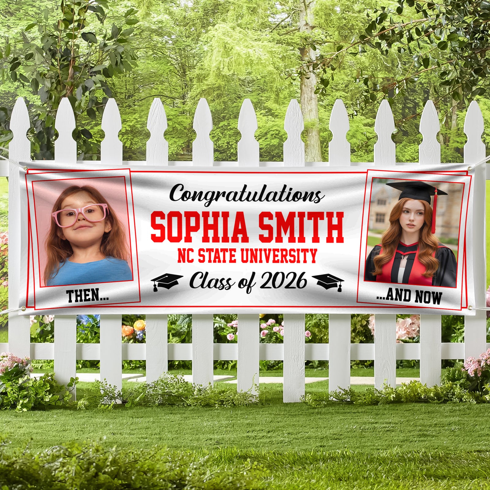 Custom Photo Class of 2026 Then And Now Personalized Banner Graduation Party Gift HA75 920622