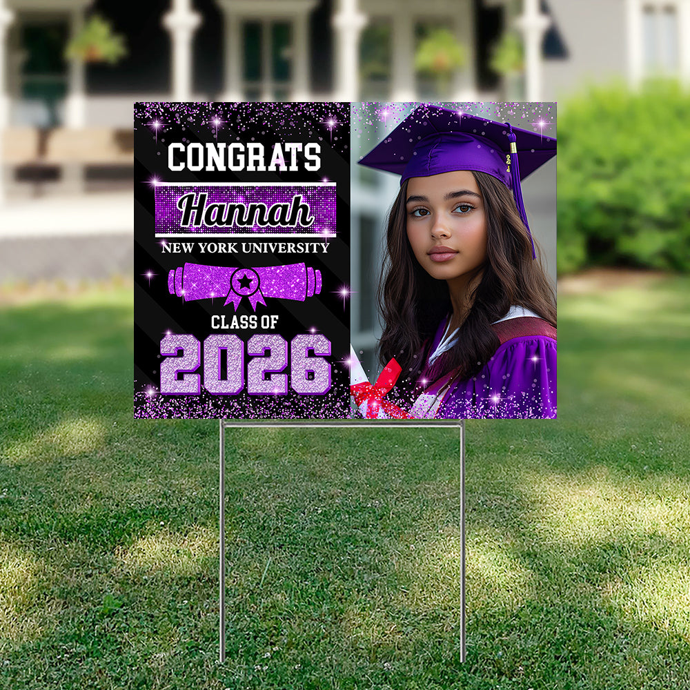 Custom Photo Congrats Class of 2026 Graduation Yard Sign CH07 910734