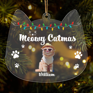 Custom Photo Meowy Catmas Cat Acrylic Ornament HA75 891088