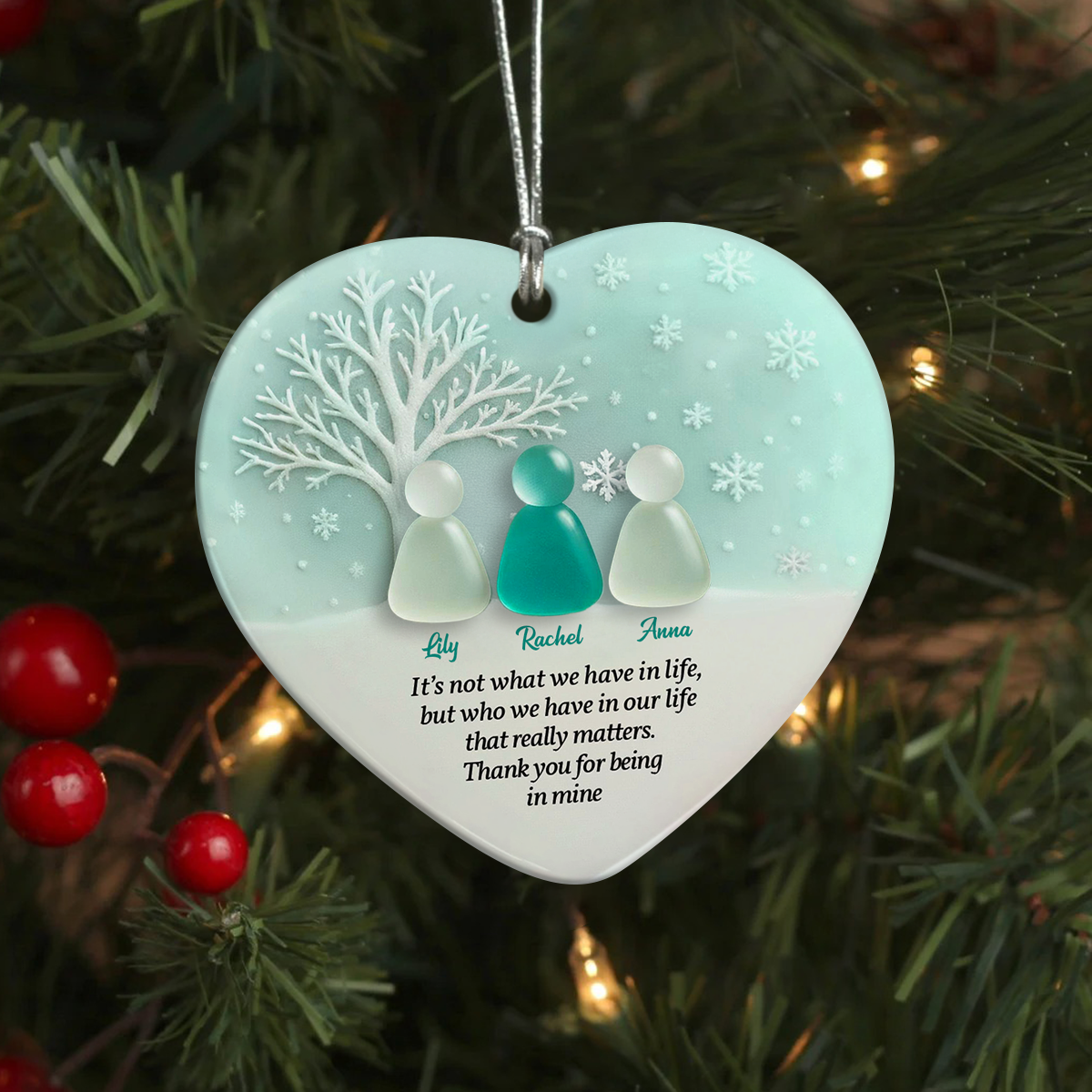 Personalized 2D Friendship Sea Glass Heart Ceramic Ornament, Best Friend Christmas Gift CH07 899864