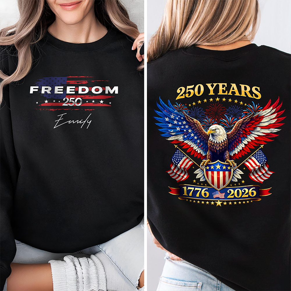 Custom Name Freedom 250 Years 1776 - 2026 Back & Front Dark Shirt TH10 169337