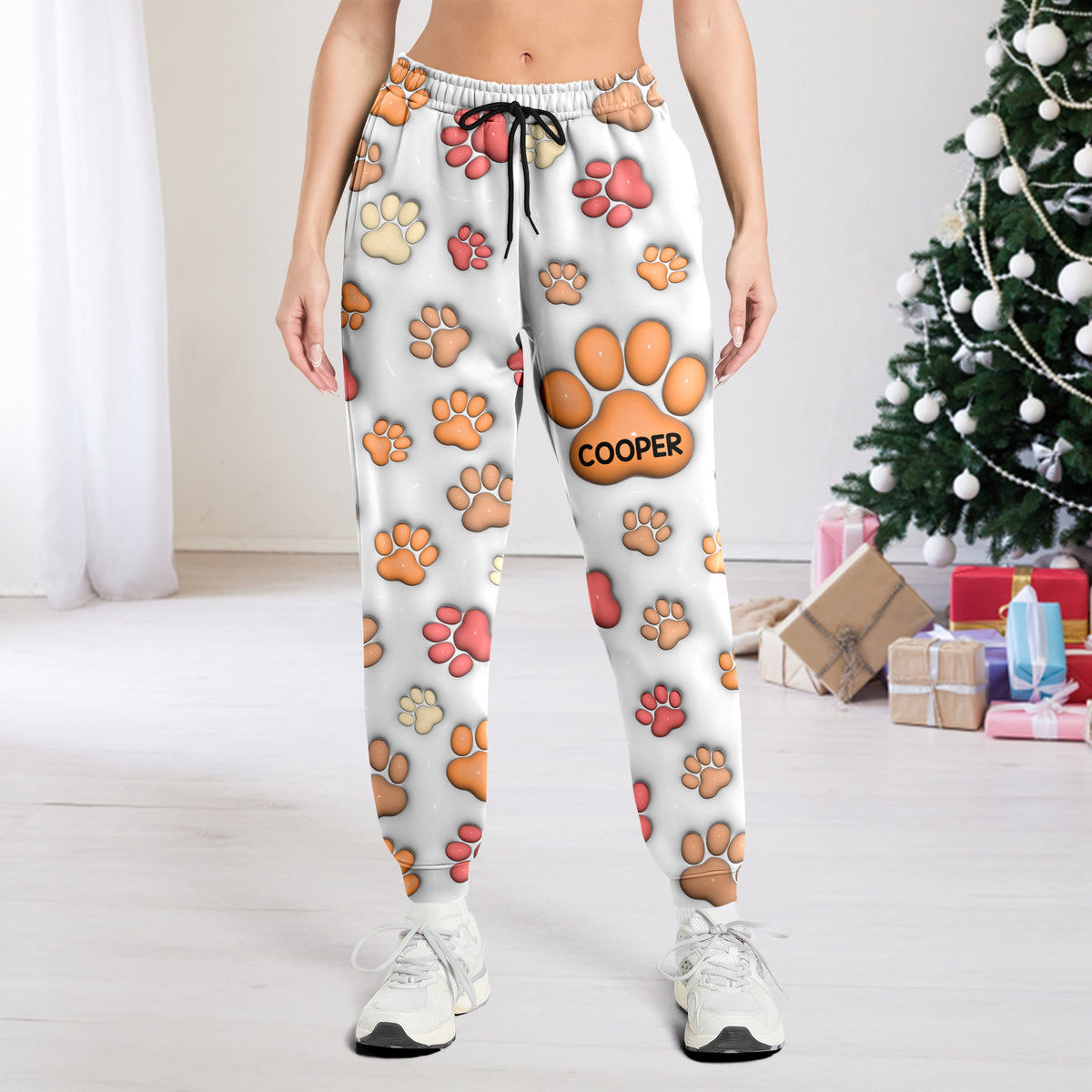 Custom Name On Dog Paw 3D Effect Sweatpants For Christmas TH10 896409