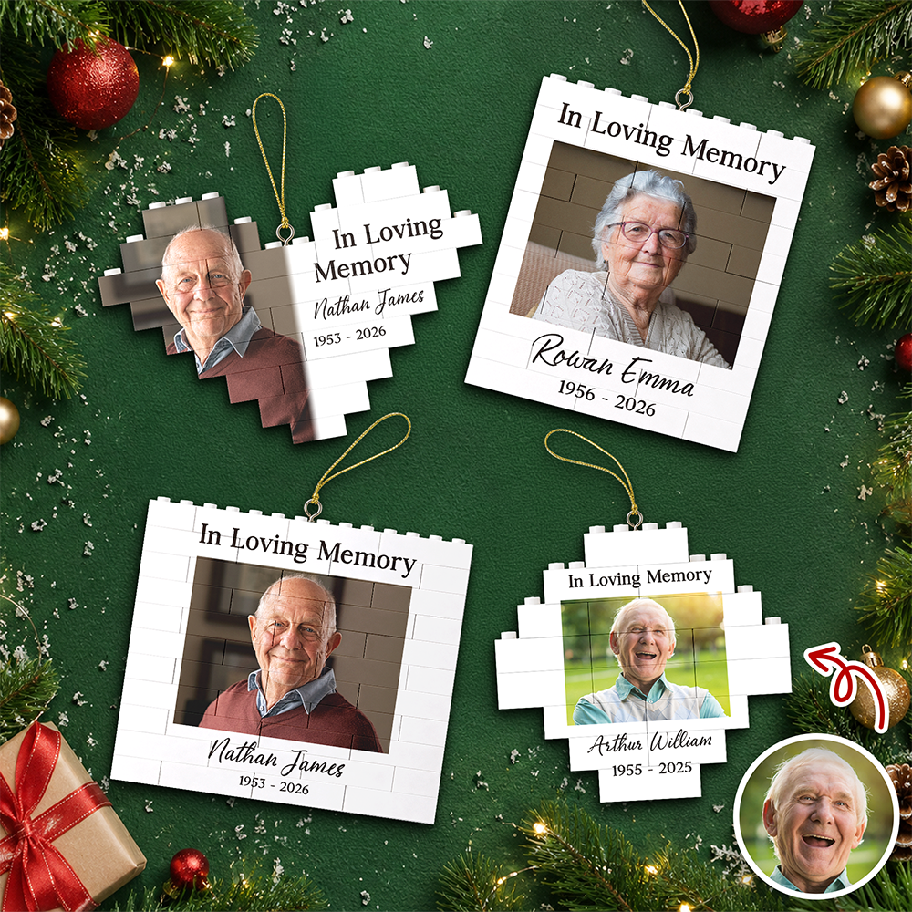 Personalized Memorial Photo In Loving Memory Christmas Building Blocks Ornament CH07 180446